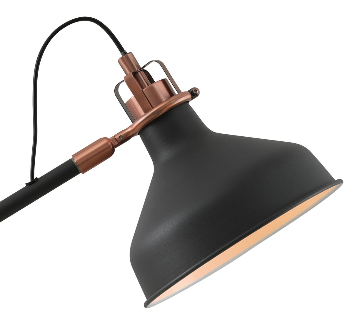 BEL6177 Belel 36cm Adjustable Table Lamp 1 Light in a Graphite/Copper/White Finish