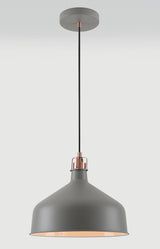 BEL7107 Belel Medium Pendant 1 Light in a Sand Grey/Copper/White Finish