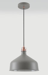 BEL7107 Belel Medium Pendant 1 Light in a Sand Grey/Copper/White Finish