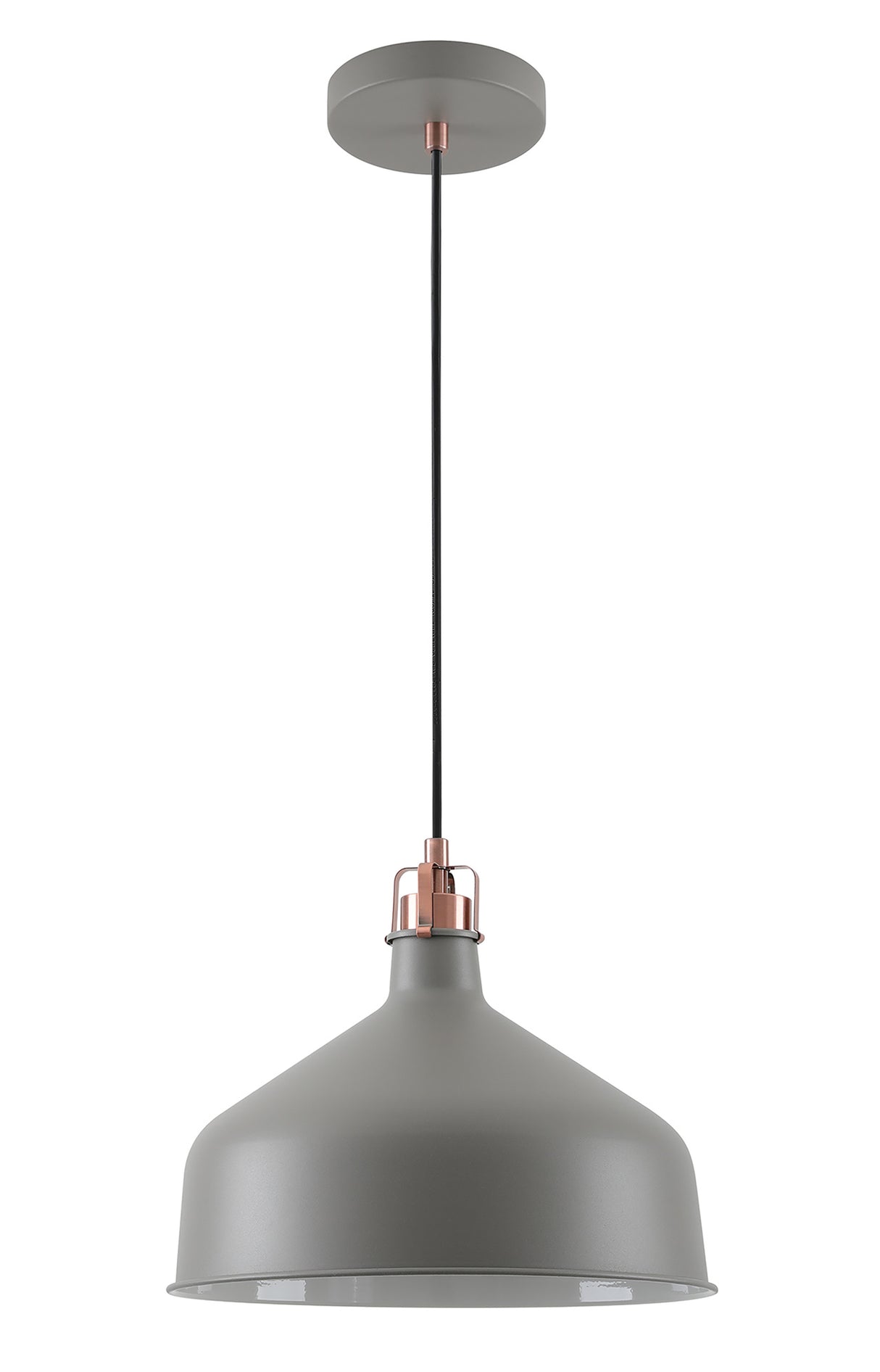 BEL7107 Belel Medium Pendant 1 Light in a Sand Grey/Copper/White Finish