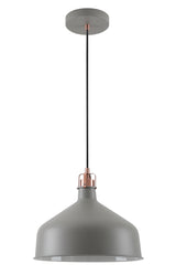 BEL7107 Belel Medium Pendant 1 Light in a Sand Grey/Copper/White Finish