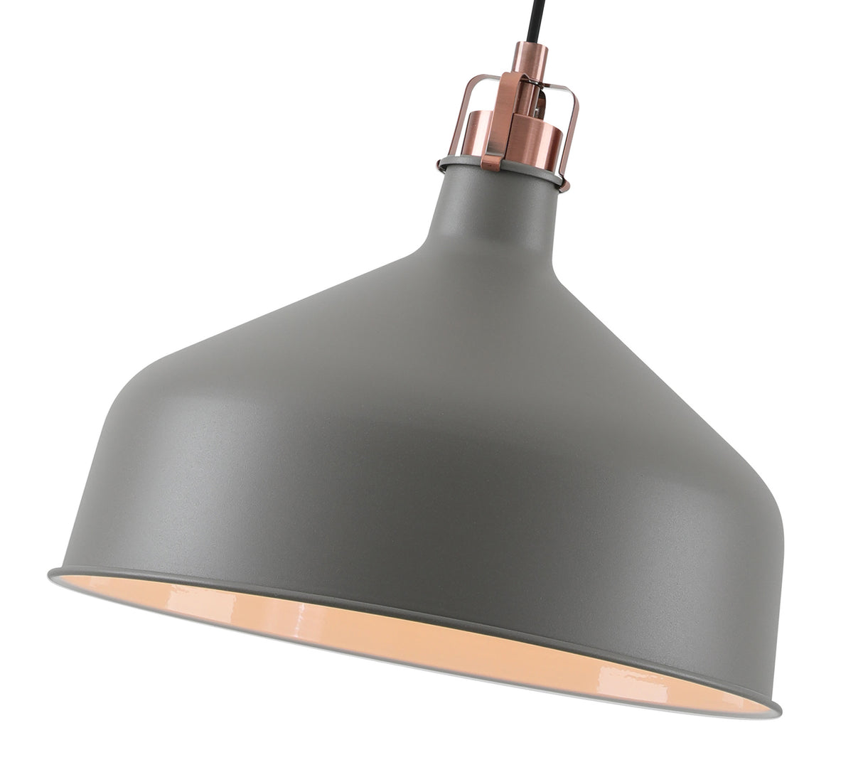 BEL7107 Belel Medium Pendant 1 Light in a Sand Grey/Copper/White Finish