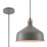 BEL7107 Belel Medium Pendant 1 Light in a Sand Grey/Copper/White Finish