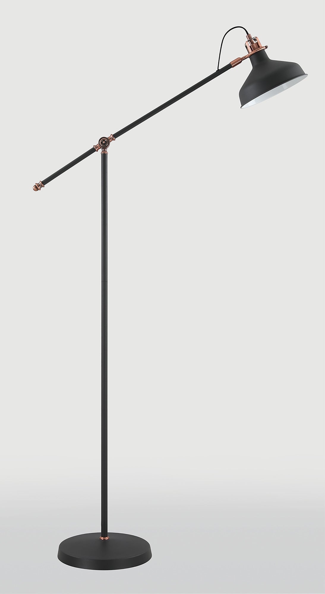 BEL7177 Belel 154cm Adjustable Floor Lamp 1 Light in a Graphite/Copper/White Finish