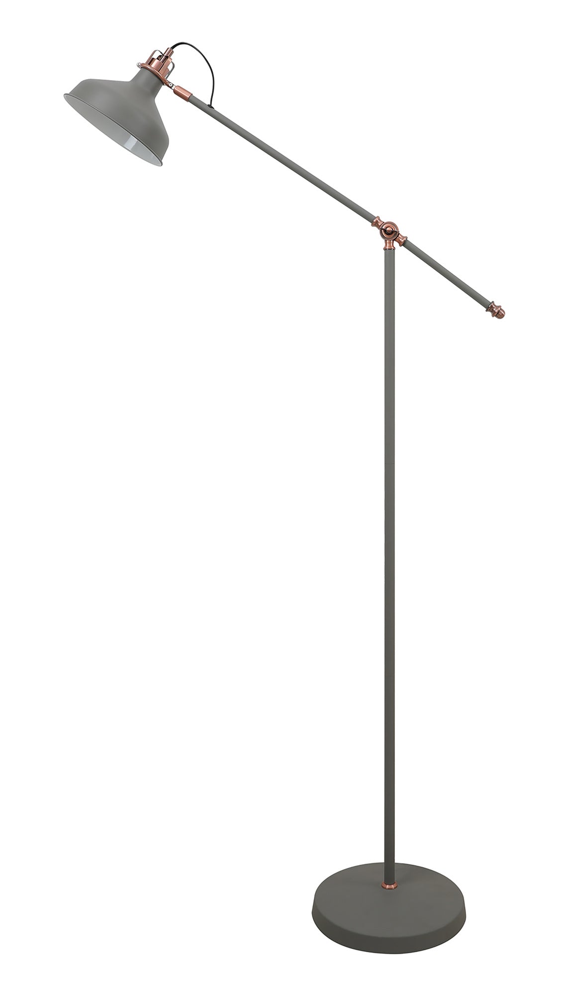 BEL8007 Belel 154cm Adjustable Floor Lamp 1 Light in a Sand Grey/Copper/White Finish