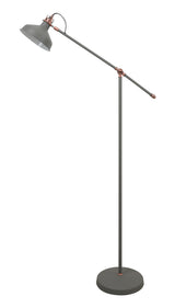 BEL8007 Belel 154cm Adjustable Floor Lamp 1 Light in a Sand Grey/Copper/White Finish