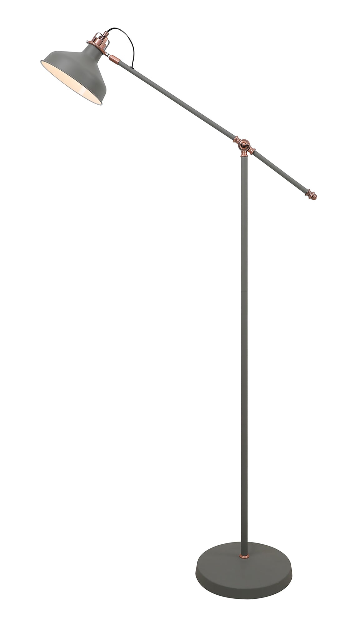 BEL8007 Belel 154cm Adjustable Floor Lamp 1 Light in a Sand Grey/Copper/White Finish