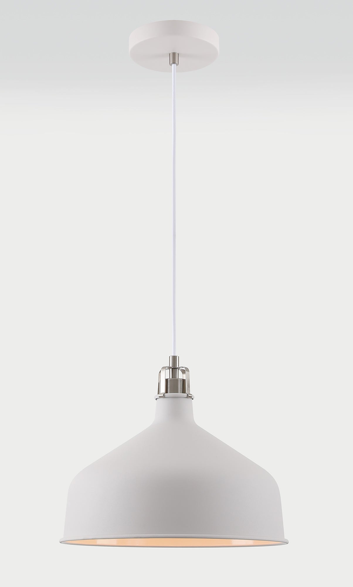 BEL8107 Belel Medium Pendant 1 Light in a Sand White/Satin Nickel/White Finish