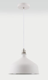 BEL8107 Belel Medium Pendant 1 Light in a Sand White/Satin Nickel/White Finish