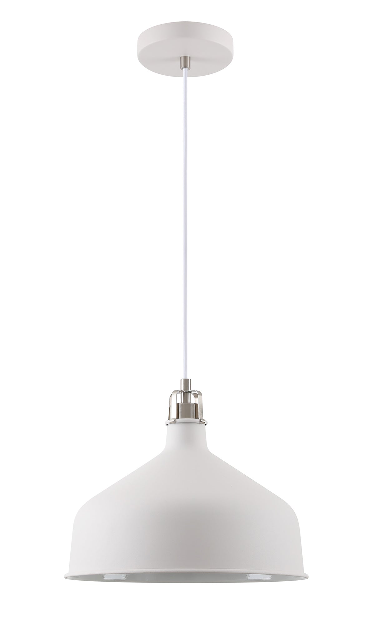 BEL8107 Belel Medium Pendant 1 Light in a Sand White/Satin Nickel/White Finish