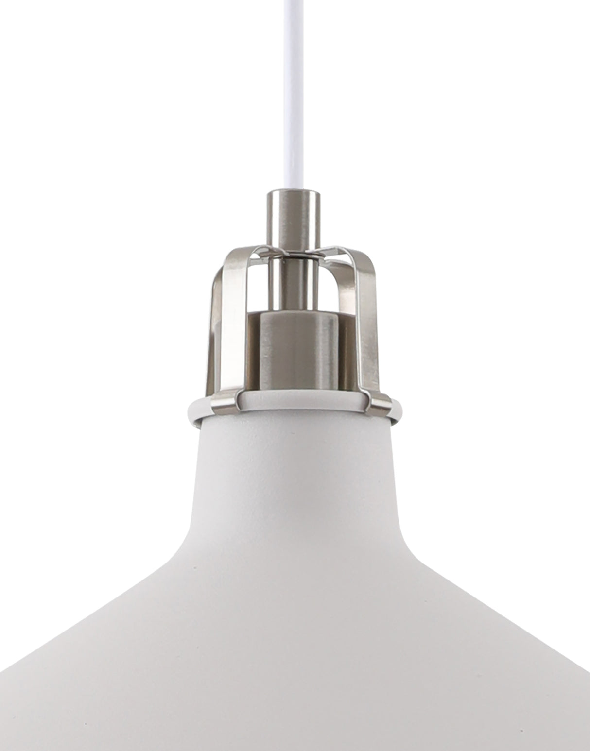 BEL8107 Belel Medium Pendant 1 Light in a Sand White/Satin Nickel/White Finish