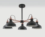 BEL8177 Belel Telescopic Pendant 5 Light in a Graphite/Copper/White Finish