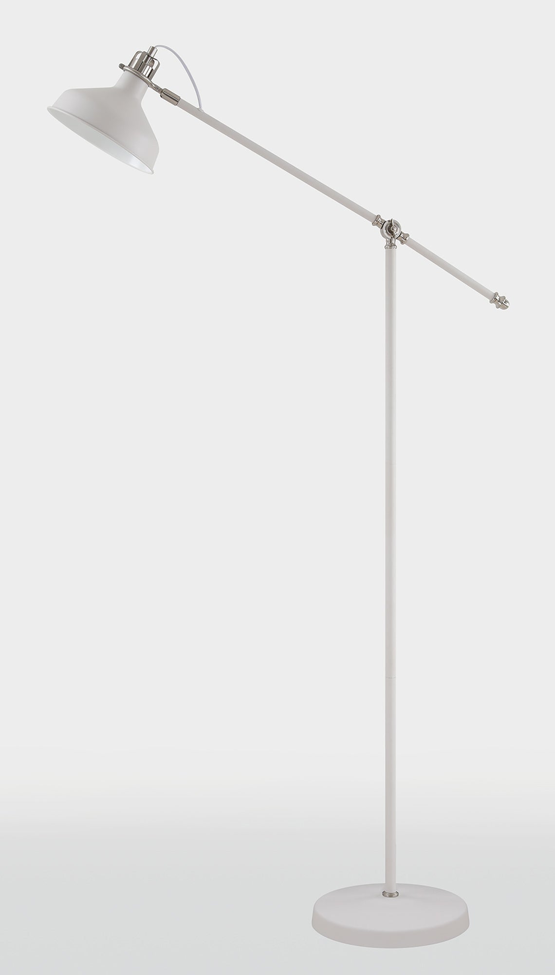 BEL9007 Belel 154cm Adjustable Floor Lamp 1 Light in a Sand White/Satin Nickel/White Finish