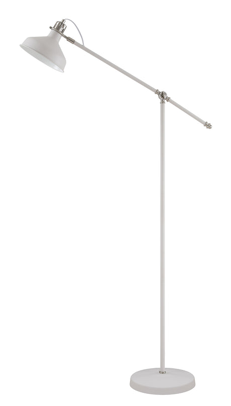 BEL9007 Belel 154cm Adjustable Floor Lamp 1 Light in a Sand White/Satin Nickel/White Finish