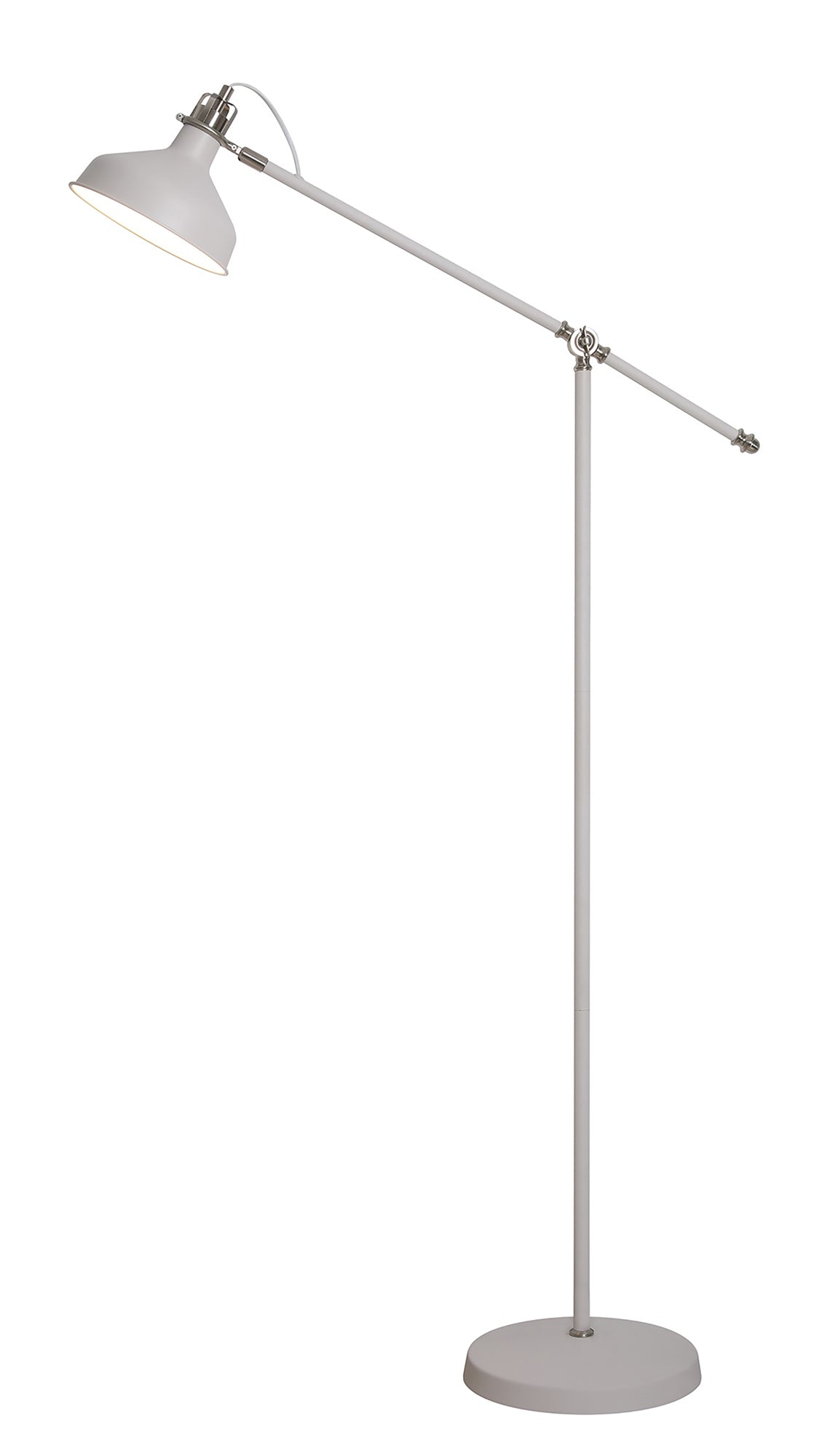 BEL9007 Belel 154cm Adjustable Floor Lamp 1 Light in a Sand White/Satin Nickel/White Finish