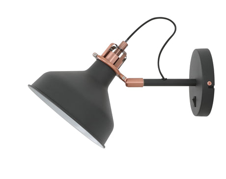 BEL9177 Belel Adjustable Wall Lamp 1 Light in a Graphite/Copper/White Finish