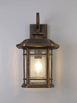 BIB0857 Bibha Large Wall Lamp 1 Light IP54 Indoor/Outdoor Use in a Brushed Black Gold/Seeded Clear Finish