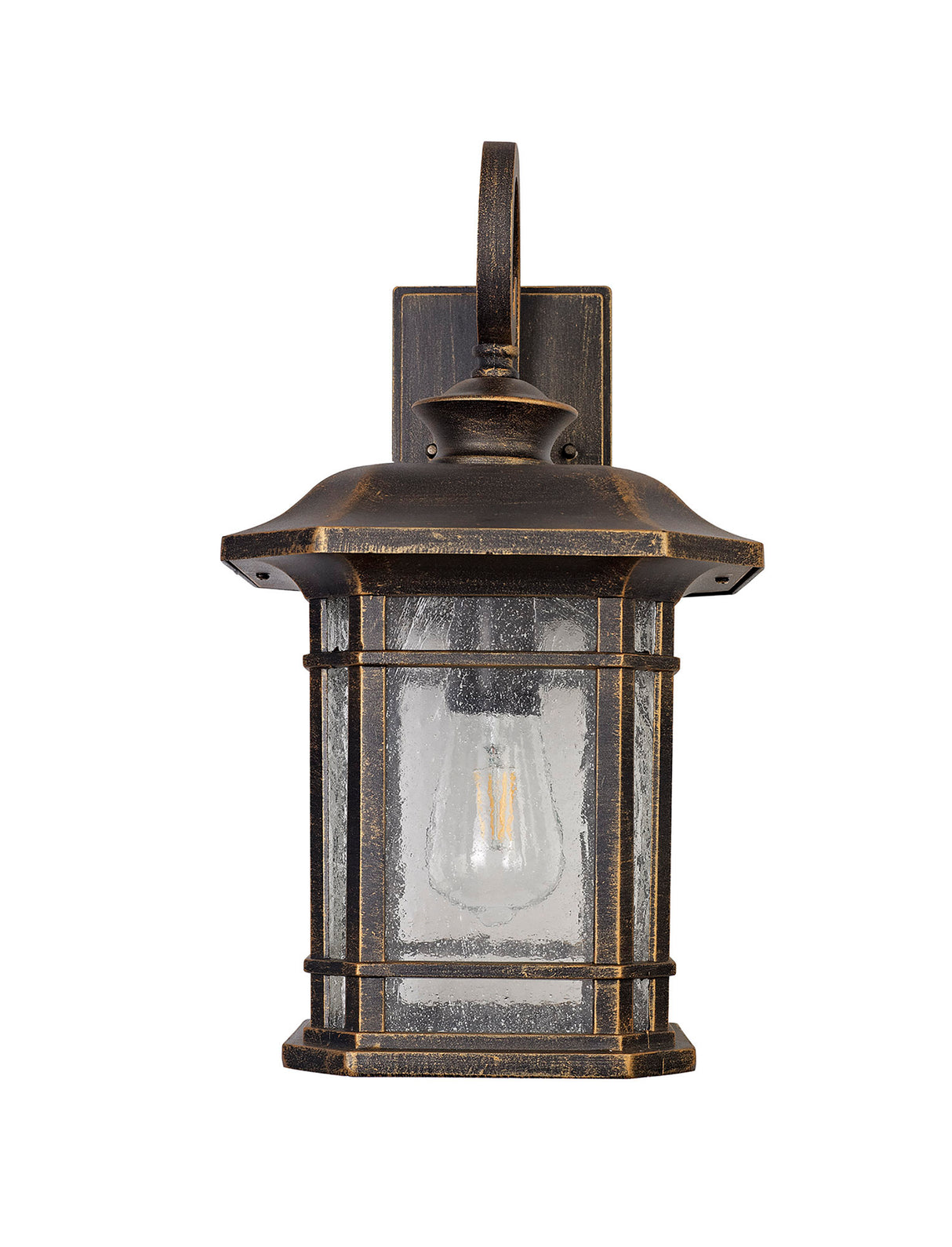 BIB0857 Bibha Large Wall Lamp 1 Light IP54 Indoor/Outdoor Use in a Brushed Black Gold/Seeded Clear Finish