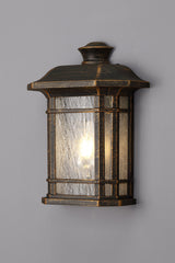 BIB1857 Bibha Half Wall Lamp 1 Light IP54 Indoor/Outdoor Use in a Brushed Black Gold/Seeded Clear Finish