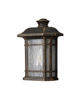 BIB1857 Bibha Half Wall Lamp 1 Light IP54 Indoor/Outdoor Use in a Brushed Black Gold/Seeded Clear Finish