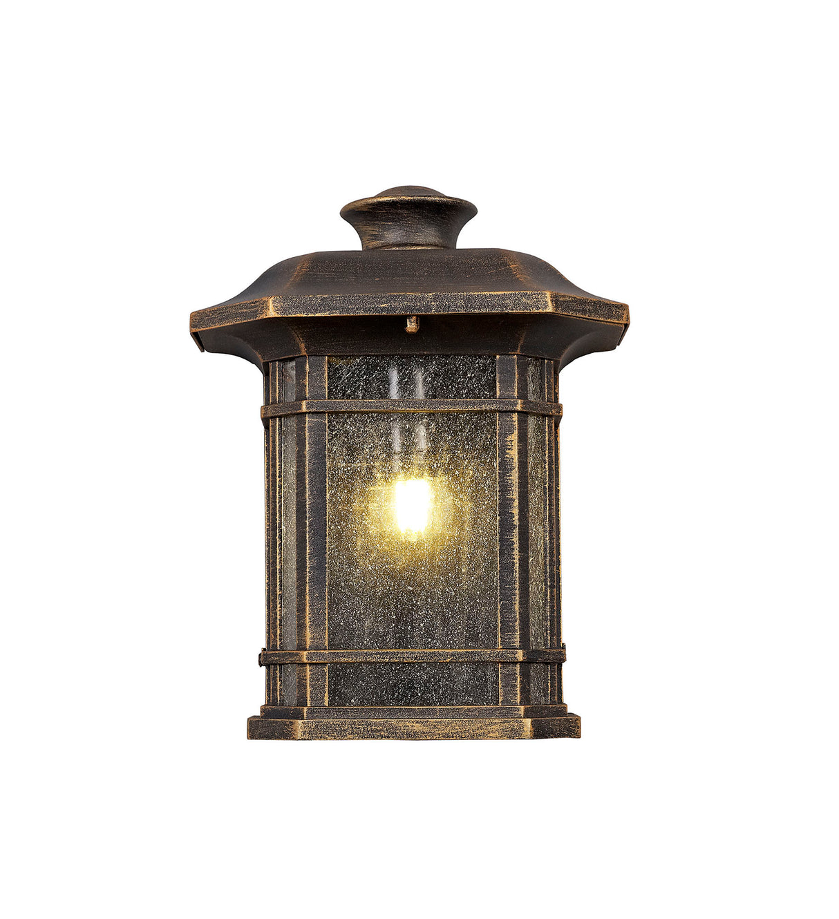 BIB1857 Bibha Half Wall Lamp 1 Light IP54 Indoor/Outdoor Use in a Brushed Black Gold/Seeded Clear Finish