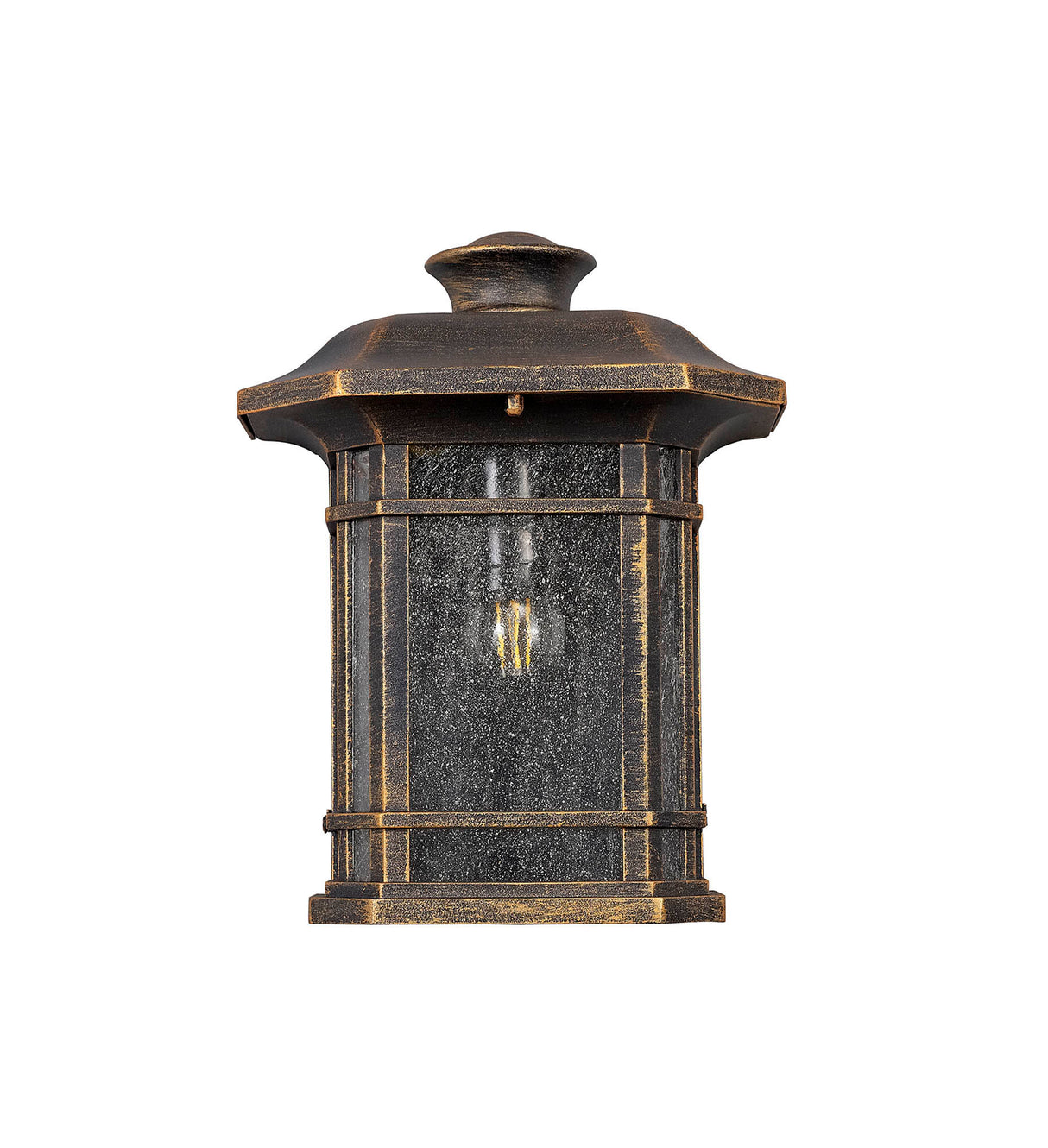 BIB1857 Bibha Half Wall Lamp 1 Light IP54 Indoor/Outdoor Use in a Brushed Black Gold/Seeded Clear Finish