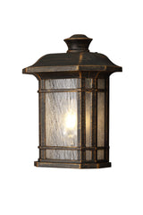 BIB1857 Bibha Half Wall Lamp 1 Light IP54 Indoor/Outdoor Use in a Brushed Black Gold/Seeded Clear Finish