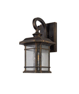 BIB9757 Bibha Small Wall Lamp 1 Light IP54 Indoor/Outdoor Use in a Brushed Black Gold/Seeded Clear Finish