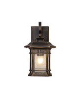 BIB9757 Bibha Small Wall Lamp 1 Light IP54 Indoor/Outdoor Use in a Brushed Black Gold/Seeded Clear Finish