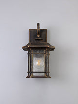 BIB9757 Bibha Small Wall Lamp 1 Light IP54 Indoor/Outdoor Use in a Brushed Black Gold/Seeded Clear Finish