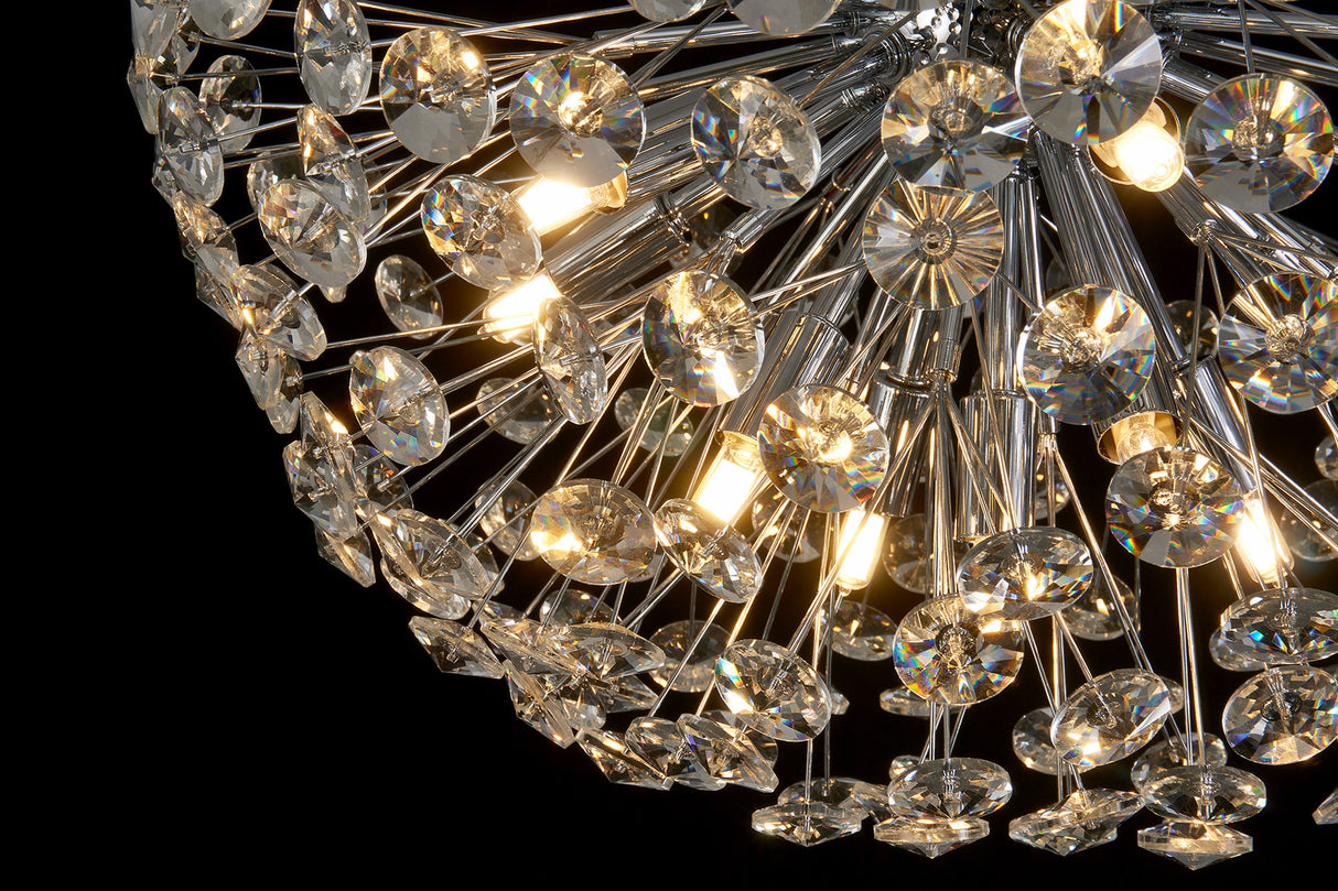 BOS1799 Bosona 11 Light Semi Flush Crystal Ceiling Light Polished Chrome