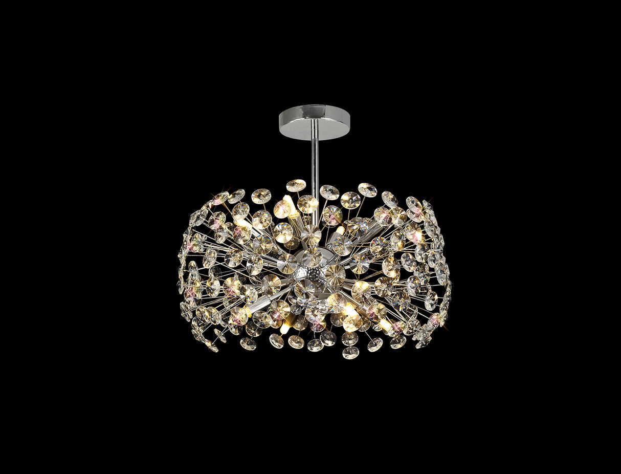 BOS2028 Bosona Pendant 8 Light Semi Flush Crystal Ceiling Light Polished Chrome