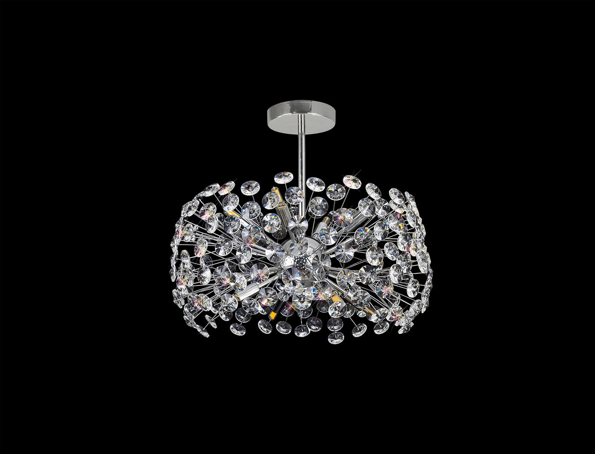 BOS2028 Bosona Pendant 8 Light Semi Flush Crystal Ceiling Light Polished Chrome