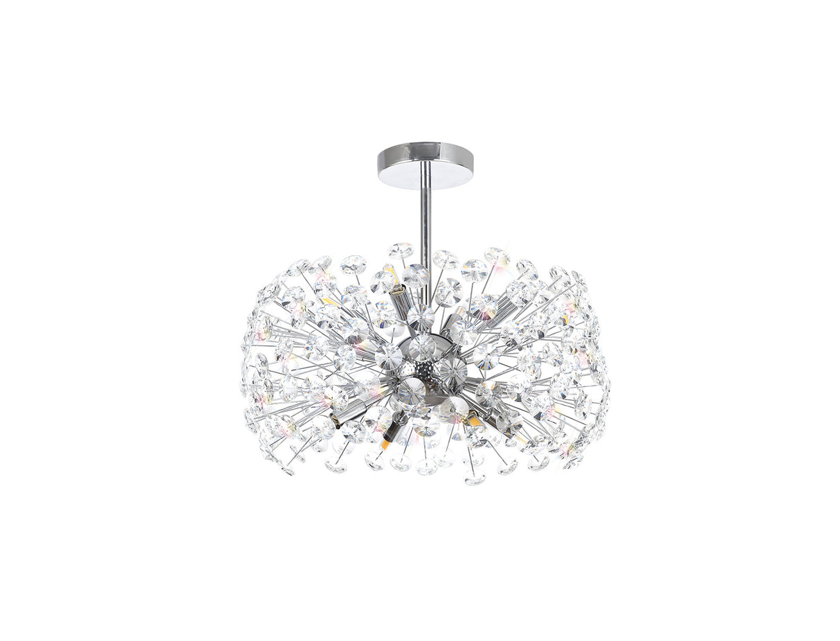 BOS2028 Bosona Pendant 8 Light Semi Flush Crystal Ceiling Light Polished Chrome