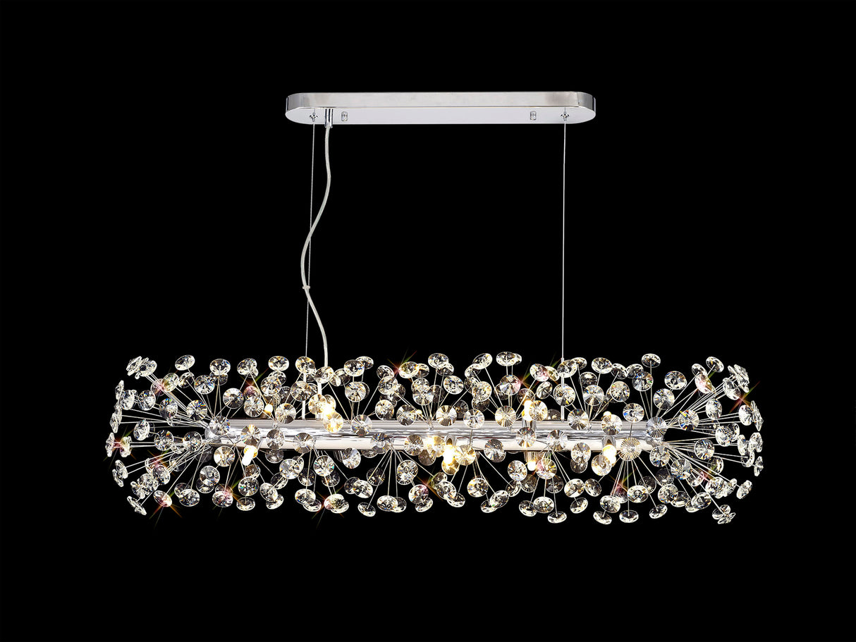 BOS2928 Bosona Pendant 10 Light In a Polished Chrome Finish and Clear Crystal