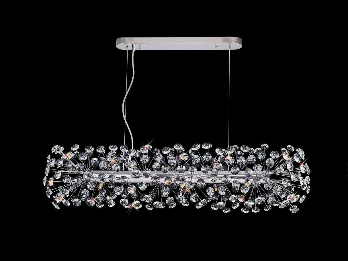 BOS2928 Bosona Pendant 10 Light In a Polished Chrome Finish and Clear Crystal