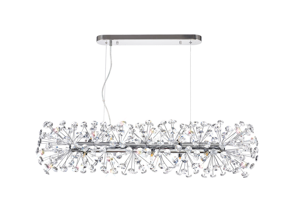 BOS2928 Bosona Pendant 10 Light In a Polished Chrome Finish and Clear Crystal