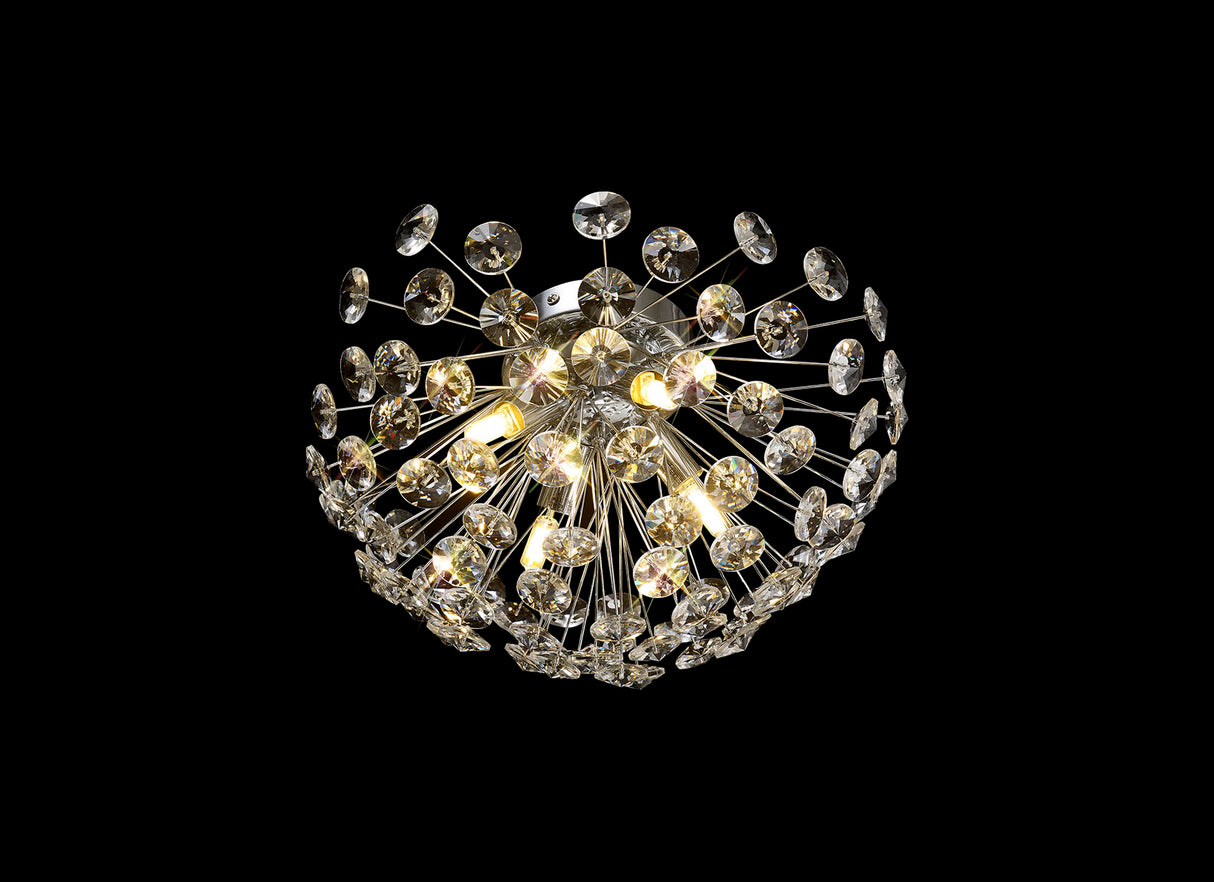 BOS2968 Bosona 4 Light Wall/Ceiling Light in a Polished Chrome Finish and Clear Crystal