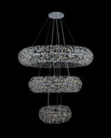 BOS3028 Bosona 74 Light 3 Tier Crystal Ceiling Pendant Polished Chrome