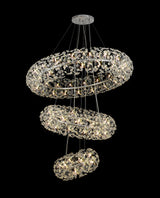 BOS3028 Bosona 74 Light 3 Tier Crystal Ceiling Pendant Polished Chrome