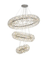 BOS3028 Bosona 74 Light 3 Tier Crystal Ceiling Pendant Polished Chrome