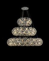 BOS3028 Bosona 74 Light 3 Tier Crystal Ceiling Pendant Polished Chrome