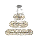 BOS3028 Bosona 74 Light 3 Tier Crystal Ceiling Pendant Polished Chrome