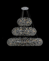 BOS3028 Bosona 74 Light 3 Tier Crystal Ceiling Pendant Polished Chrome