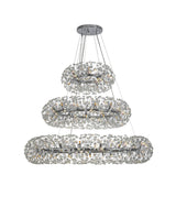 BOS3028 Bosona 74 Light 3 Tier Crystal Ceiling Pendant Polished Chrome