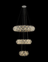 BOS3028 Bosona 74 Light 3 Tier Crystal Ceiling Pendant Polished Chrome