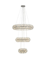 BOS3028 Bosona 74 Light 3 Tier Crystal Ceiling Pendant Polished Chrome