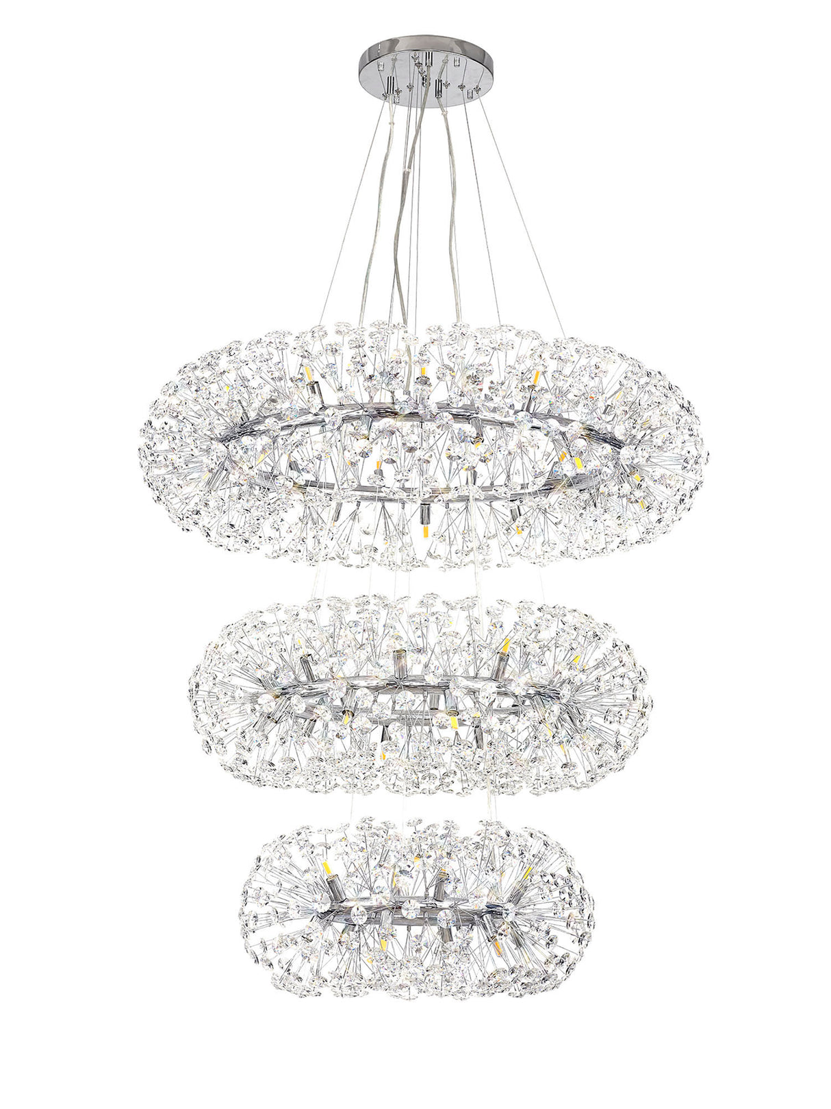 BOS3248 Bosona 58 Light 3 Tier Ceiling Pendant Polished Chrome