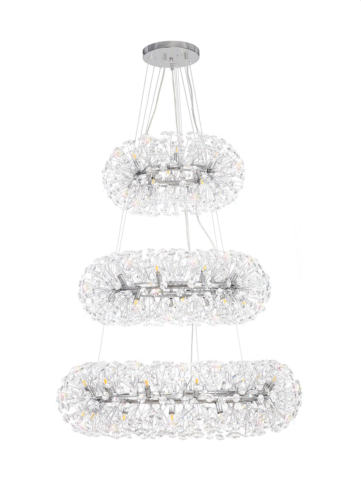 BOS3248 Bosona 58 Light 3 Tier Ceiling Pendant Polished Chrome