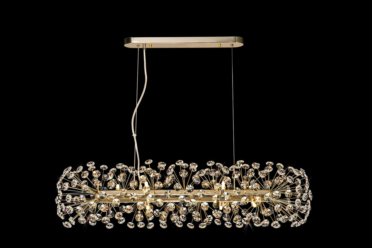 BOS4928 Bosona Pendant 10 Light in a French Gold Finish and Clear Crystal